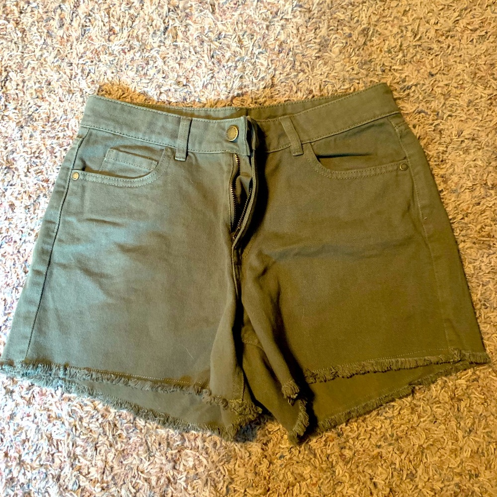 Green jean shorts